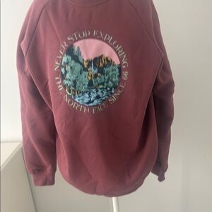 The North Face Burgundy Sweatshirt with Scenic Print